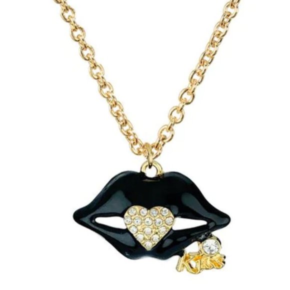 **NEW! BEAUTIFUL NECKLACE - Juicy RED - BLACK - PINK LIPS Kiss Pendant Stylish - Picture 2 of 5
